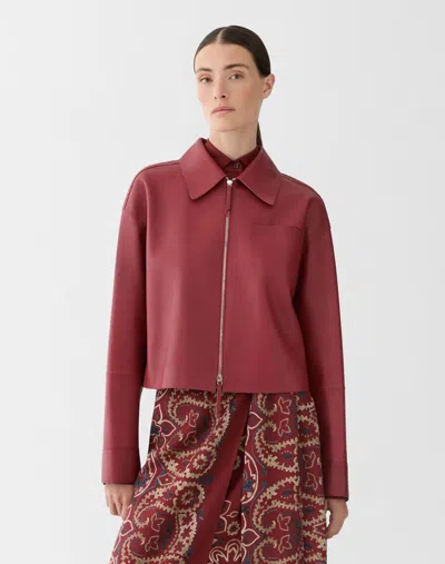 Lafayette 148 Full Grain Leather Short Jacket In Brown