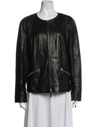 Pre-owned Lafayette 148 Leather Biker Jacket In Black