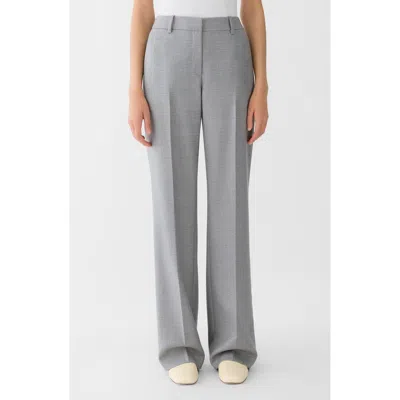 Lafayette 148 New York Gates Plaid Straight Leg Wool Pants In Gray