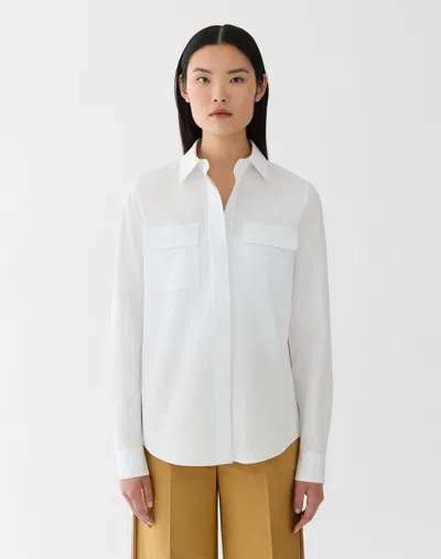 Lafayette 148 Organic Cotton Poplin Bandana Embroidered Shirt In White