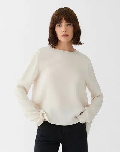 Lafayette 148 Organic Silk Georgette High Low Hem Blouse In Neutral
