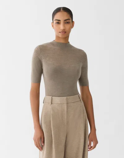 Lafayette 148 Paisley Merino Wool Ribbed Illusion Sweater In Gray