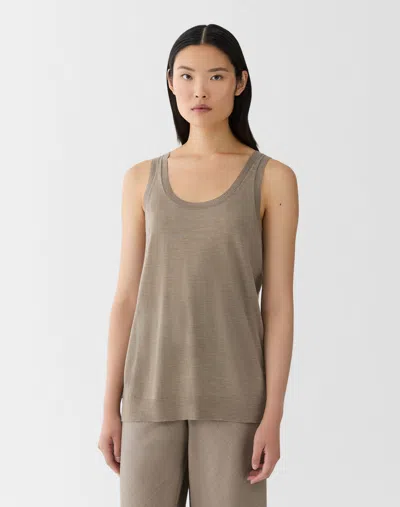Lafayette 148 Petite Washable Merino Wool Sweater Tank In Brown
