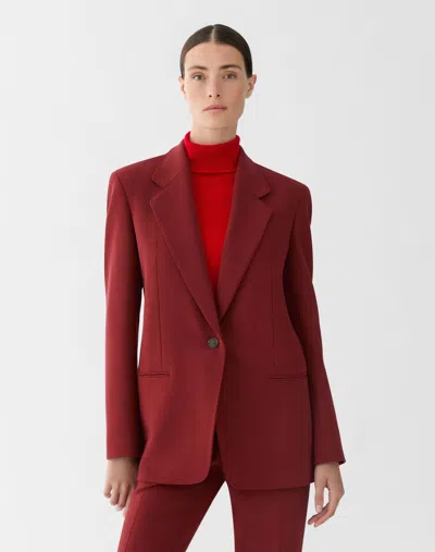 Lafayette 148 Petite Wool Double Face Single Button Blazer In Red