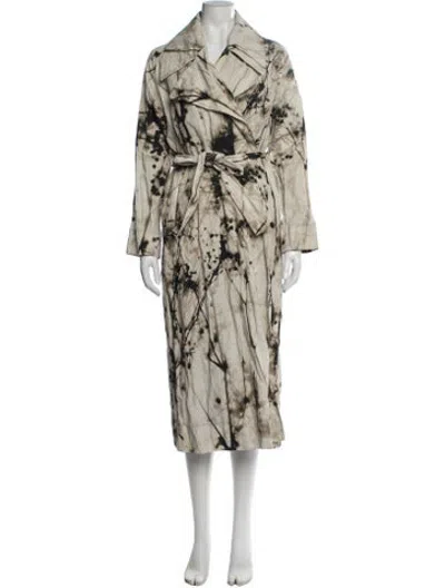 Pre-owned Lafayette 148 Printed Trench Coat In Neutrals