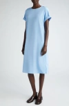 Lafayette 148 Roll Cuff Silk Stretch Georgette T-shirt Dress In Sky Blue