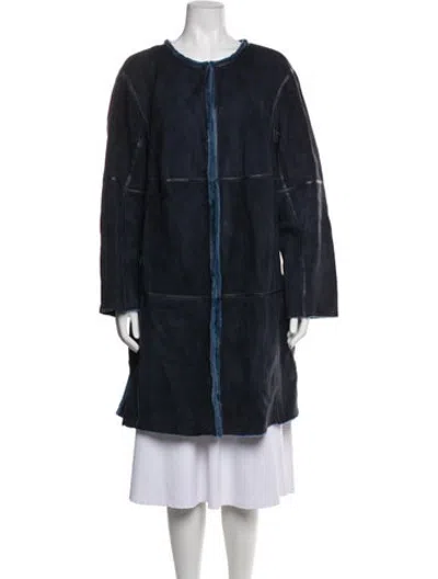 Pre-owned Lafayette 148 Shearling Coat In Blue