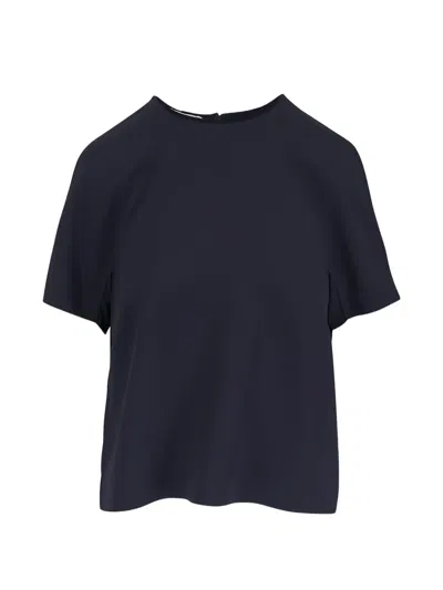 Lafayette 148 Short-sleeve Blouse In Blue