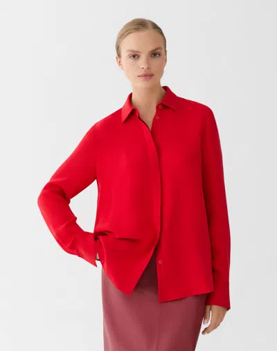 Lafayette 148 Silk Georgette Button Front Blouse In Red