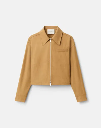 Lafayette 148 Stretch Cotton Twill Cropped Jacket In Brown