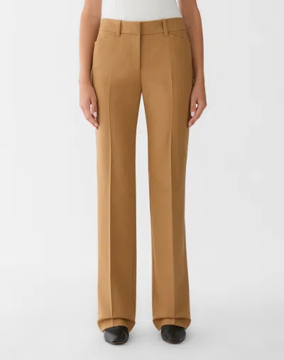 Lafayette 148 Stretch Wool Mid Rise Straight Leg Pant In Brown