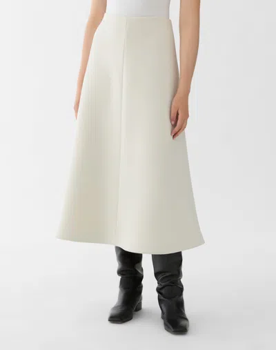 Lafayette 148 Structured Scuba Flared Midi Skirt In White