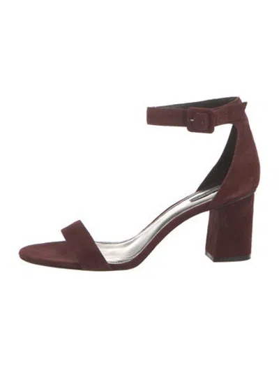 Pre-owned Lafayette 148 Suede Sandals In Burgundy