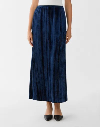 Lafayette 148 Velvet Plisse Midi Skirt In Blue