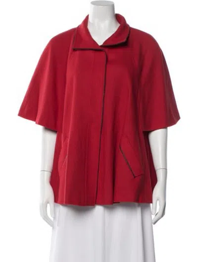 Pre-owned Lafayette 148 Virgin Wool Cape In Red