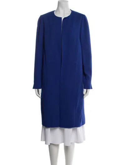 Pre-owned Lafayette 148 Virgin Wool Coat In Blue