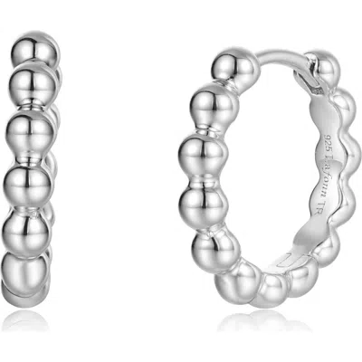 Lafonn Classic Lumina Beaded Huggie Hoop Earrings In Silver