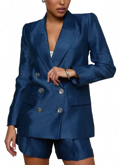 L'agence Cambrie Oversized Blazer Jacket In Deep Sea Blend In Blue