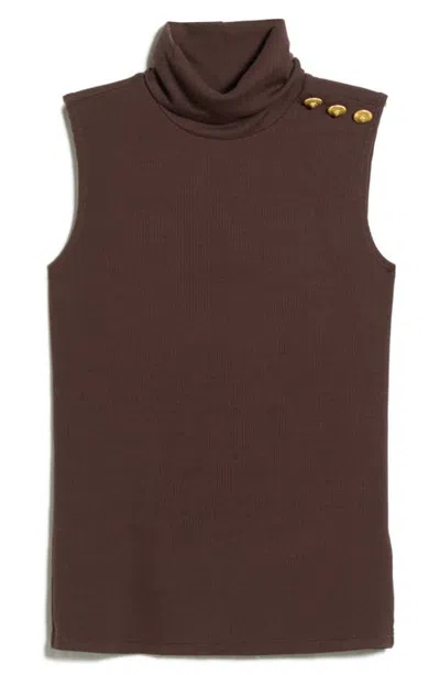 L'agence Ceci Sleeveless Turtleneck Sweater In Brown