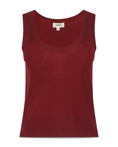 L'agence Filou Cashmere Scoop Neck Crop Tank In Red