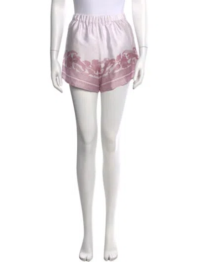 Pre-owned L'agence Floral Print Mini Shorts In White