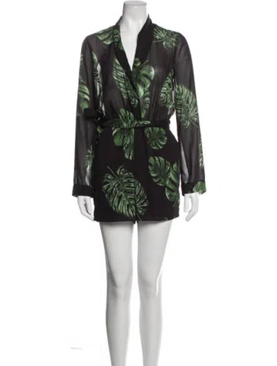 Pre-owned L'agence Floral Print V-neck Romper W/ Tags In Black