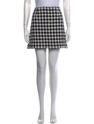 Pre-owned L'agence Houndstooth Print Mini Skirt In Black/white