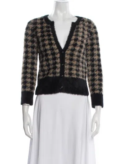 Pre-owned L'agence Houndstooth Print V-neck Sweater In Neutrals