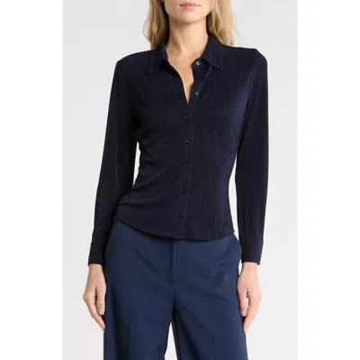 L'agence Indiana Metallic Pinstripe Button-up Shirt In Blue