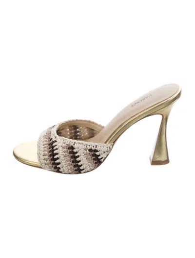 Pre-owned L'agence Leather Striped Slides In Gold