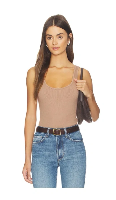 L'agence Nica Scoop Neck Tank Bodysuit In Brown
