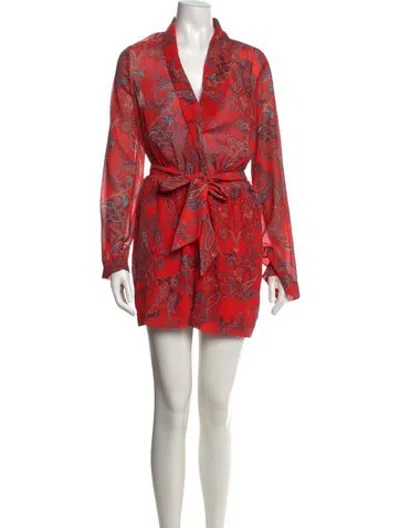 Pre-owned L'agence Paisley Print V-neck Jumpsuit In Red