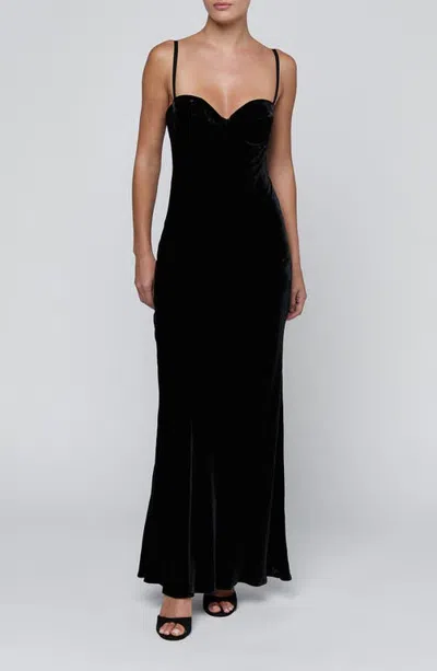 L'agence Sayla Sleeveless Velvet Maxi Dress In Black