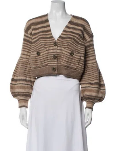 Pre-owned L'agence Striped V-neck Sweater In Brown
