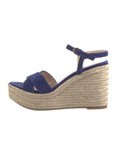 Pre-owned L'agence Suede Espadrilles In Blue