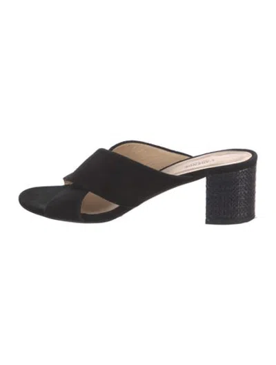 Pre-owned L'agence Suede Slides In Black