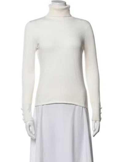 Pre-owned L'agence Turtleneck Sweater In White