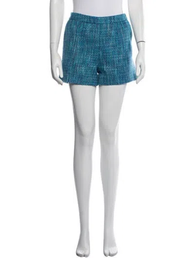 Pre-owned L'agence Tweed Pattern Mini Shorts In Blue/white