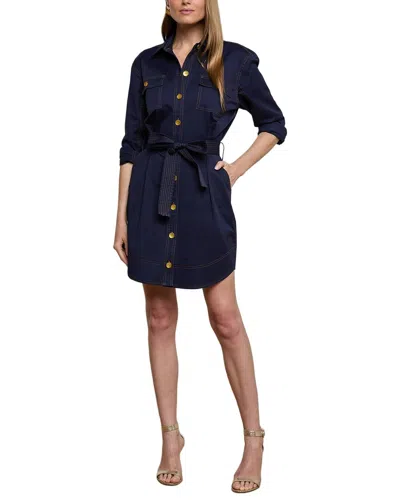L'agence Velma Belted Shirt Dress In Blue