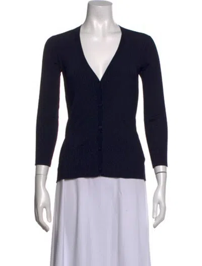 Pre-owned L'agence V-neck Sweater In Blue