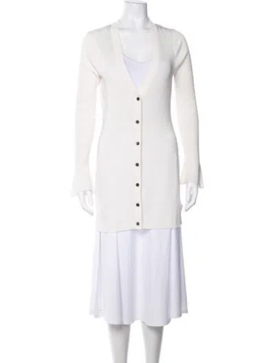 Pre-owned L'agence V-neck Sweater In White