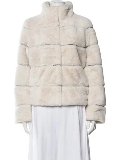Pre-owned Lagerfeld Faux Fur Jacket In Neutrals