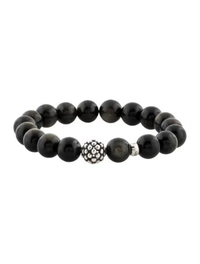 Pre-owned Lagos Obsidian Caviar Beaded Bracelet, 6.5" In Multicolor