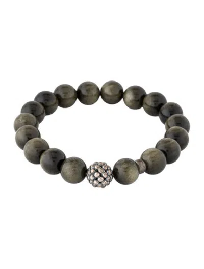 Pre-owned Lagos Obsidian Maya Bead Bracelet, 6.25" In Multicolor