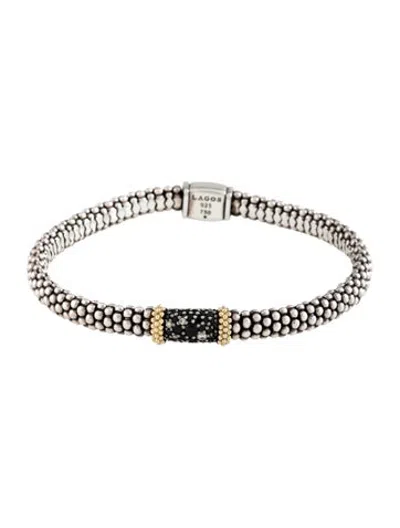Pre-owned Lagos Spinel & Diamond Nightfall Caviar Bracelet, 6.75" In Multicolor