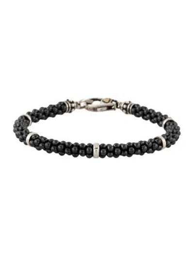 Pre-owned Lagos Station Ceramic Bracelet, 6.5" In Black