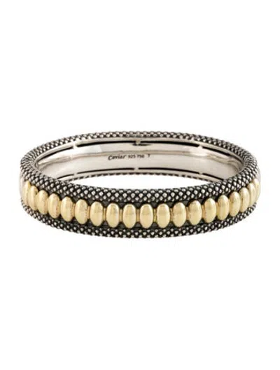 Pre-owned Lagos Two-tone Bangle Bracelet, 6.75" In Multicolor