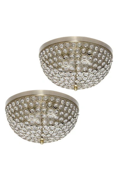 Lalia Home 2-pack Crystal Flush Mount Light Fixture In Brown