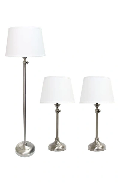Lalia Home 3-piece Lamp Set In Brushed Nickel/ White Shades