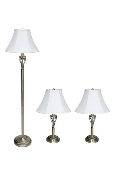 Lalia Home 3-piece Openwork Lamp Set In White